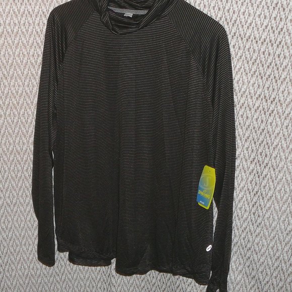 Spalding Speed Dry Black Gold Striped Pullover Turtleneck Athleisure Top 1X NWT - Picture 6 of 11